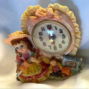 Vintage Hand Painted Clock Polyresin